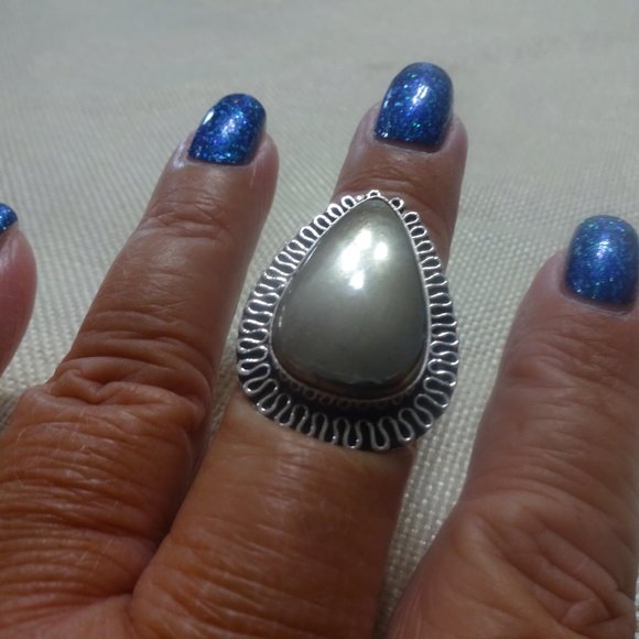 Unique "APACHE PYRITE" Handmade Sterling Ring Size 8.25 #38B - Picture 3 of 3
